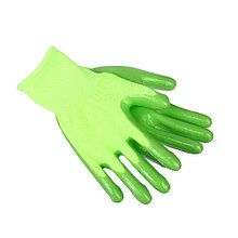 Перчатки Inbloom, зеленые, нейлон с латексным полуобливом, 4 размер