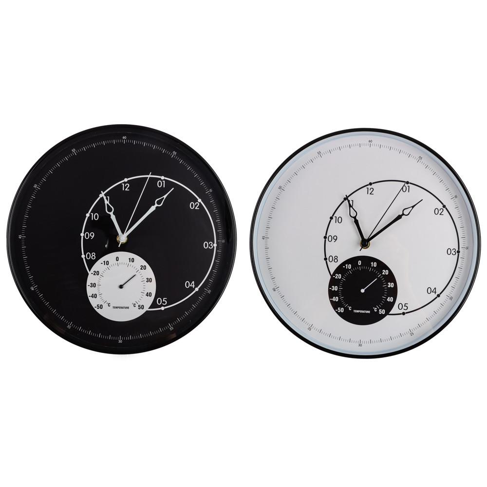 LADECOR CHRONO Часы настенные с термометром, пластик, стекло, d30,5х4,5см, 2 дизайна, ЧН-29