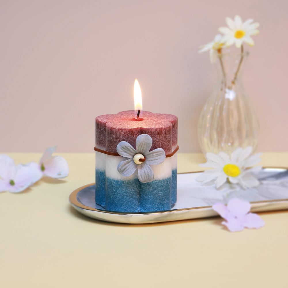 LADECOR Свеча ароматическая, в форме цветка, парафин, с декором, 8x7 см, аромат - мята - фото 1 - id-p225955598