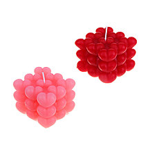 LADECOR Формовая, ароматическая свеча куб с сердечками, парафин, аромат  фрезия цвет розовый/красный