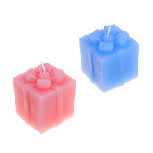 LADECOR Свеча ароматическая в виде подарка 6,5см, парафин, 2 цвета, аромат фрезия  розовый, голубой