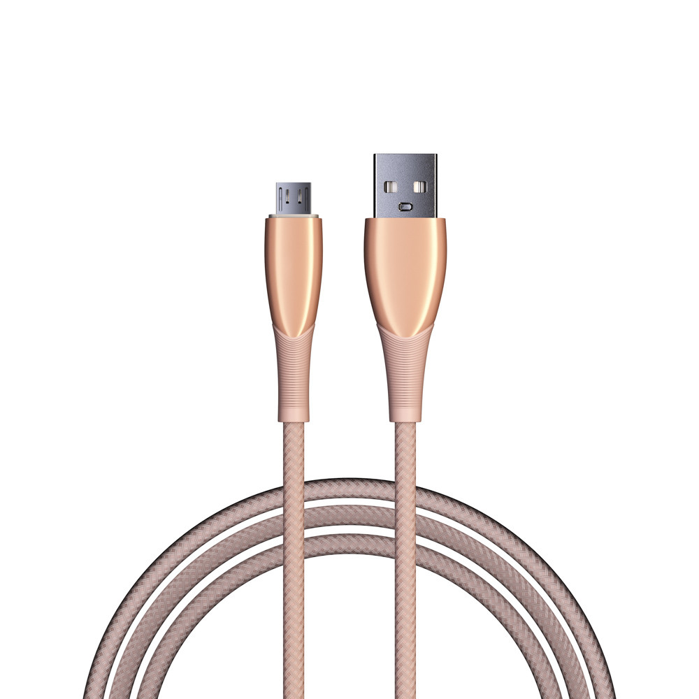 BY Кабель для зарядки Сириус Micro USB, 1м, 3А, Быстрая зарядка QC3.0, штекер металл, розовый - фото 1 - id-p225952834