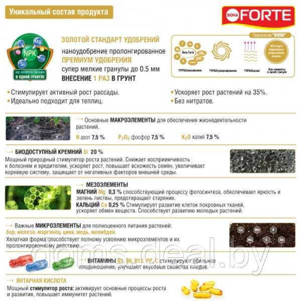 НАНОУДОБРЕНИЕ Bona Forte гранулированное пролонгированное Для рассады, саженцев, комнатных растений, теплиц с - фото 4 - id-p224374548