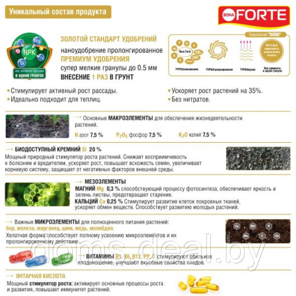 НАНОУДОБРЕНИЕ Bona Forte гранулированное пролонгированное Для рассады, саженцев, комнатных растений, теплиц с - фото 3 - id-p224441928