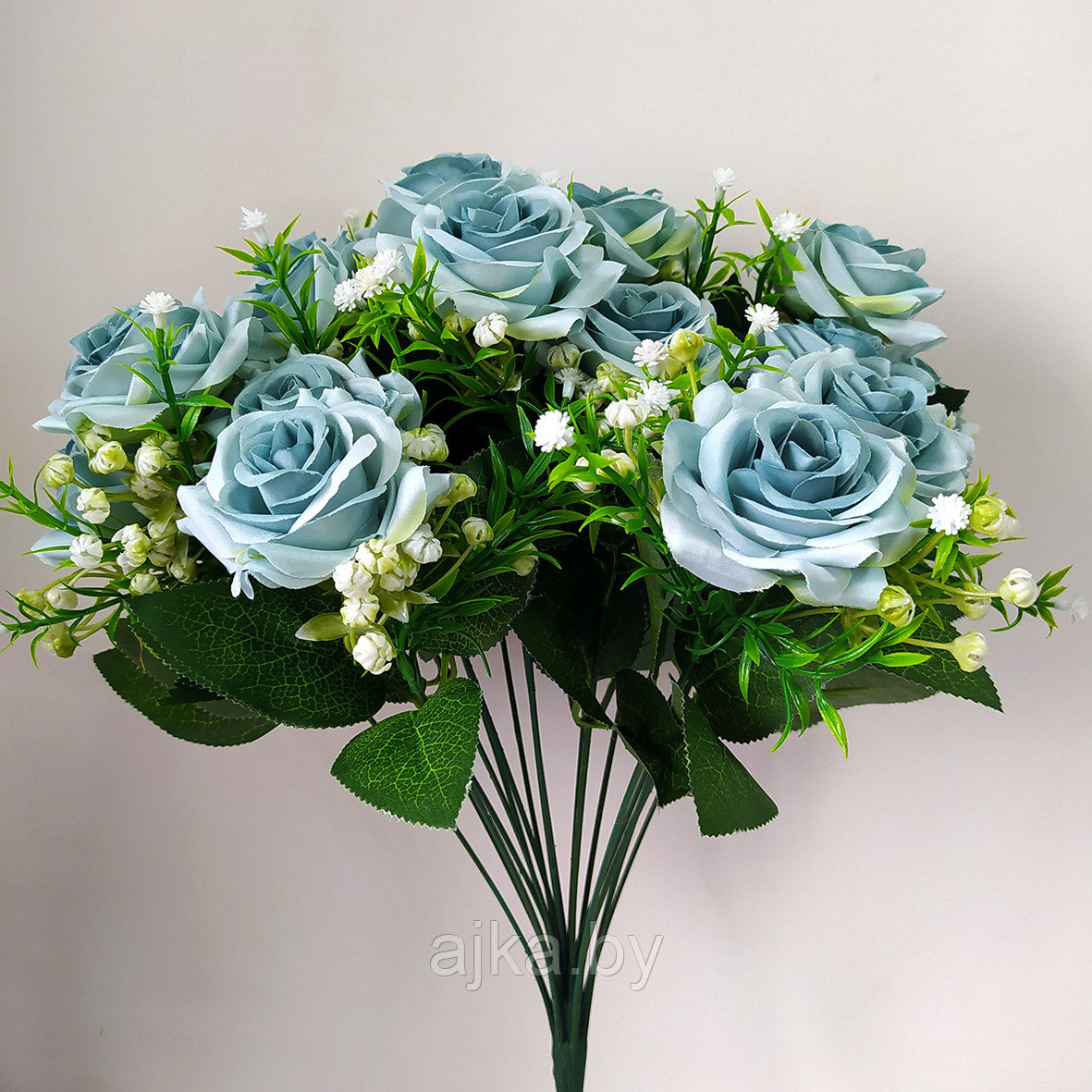 Букет из искусственных роз с гипсофилой 18 голов, голубой - фото 2 - id-p225957737