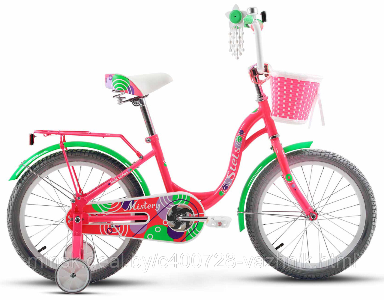 Детский велосипед Stels Mistery C 18" Z010 (2024) розовый/зеленый - фото 1 - id-p225957814
