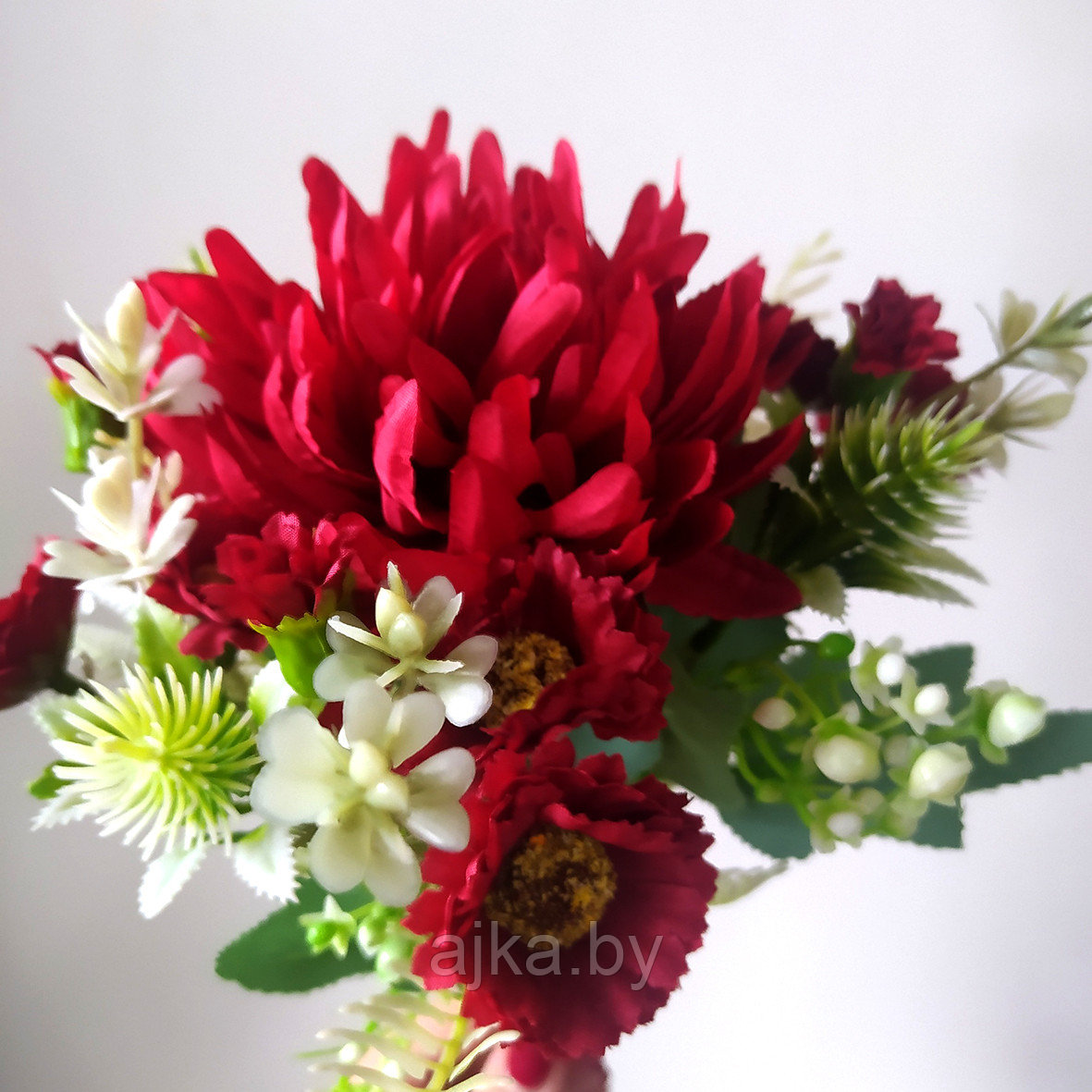 Букет декоративный с хризантемой 32 см, красный - фото 4 - id-p225171379