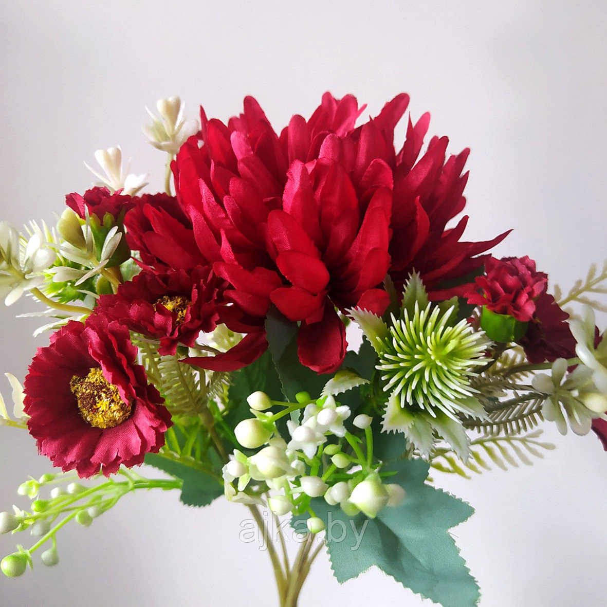 Букет декоративный с хризантемой 32 см, красный - фото 5 - id-p225171379