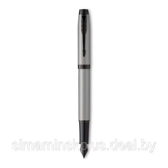 Ручка перьевая Parker IM Achromatic Matt Grey BT F, 0.8 мм, корпус из нержавеющей стали, синие чернила - фото 2 - id-p225957903