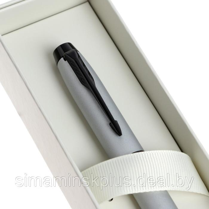 Ручка перьевая Parker IM Achromatic Matt Grey BT F, 0.8 мм, корпус из нержавеющей стали, синие чернила - фото 6 - id-p225957903
