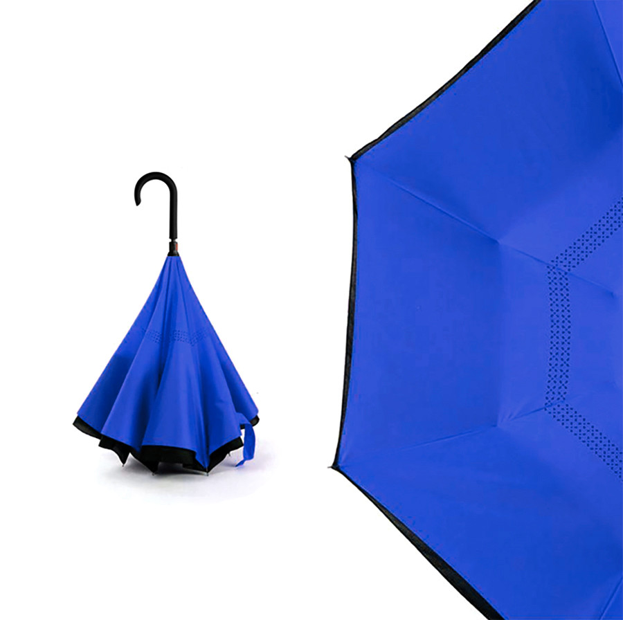 Зонт-трость обратного сложения Chaplin синий для нанесения логотипа - фото 1 - id-p225958154