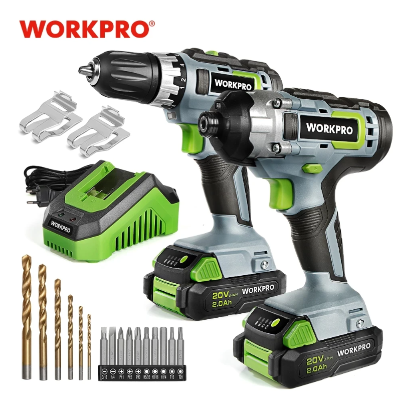 Дрель аккумуляторная WORKPRO 20V, 2 аккумулятора - фото 1 - id-p225958173