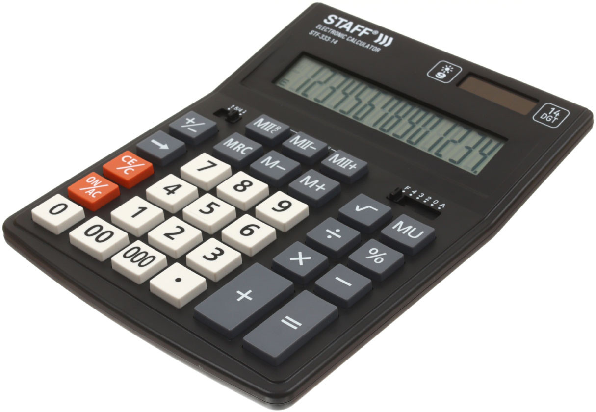 Калькулятор 14-разрядный Staff STF-333 черно-серый