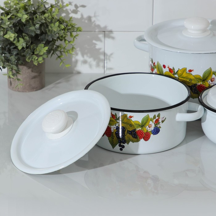 Набор посуды «Ягодный чай», 3 предмета: кастрюли 2 л, 3,5 л; ковш 1,5 л - фото 2 - id-p225963112