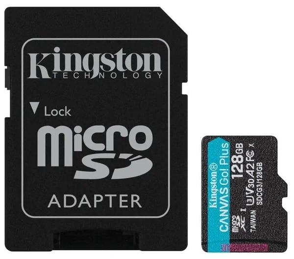 Карта памяти MicroSDXC 128GB Kingston Canvas Go! Plus A2, V30, UHS-I Class 3 (U3), класс 10, SD-адаптер 556853 - фото 1 - id-p225963865