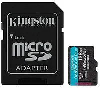 Карта памяти MicroSDXC 128GB Kingston Canvas Go! Plus A2, V30, UHS-I Class 3 (U3), класс 10, SD-адаптер 556853