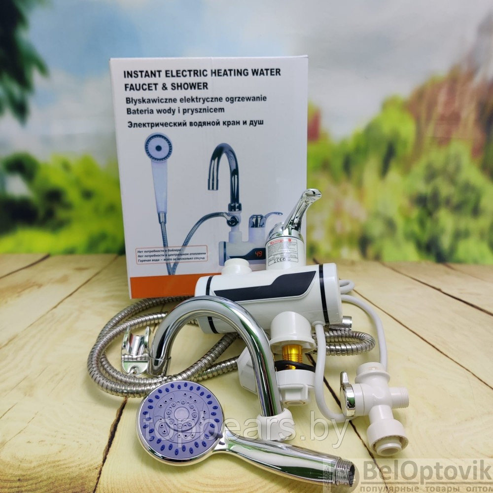 Электрический водяной душ с краном, Проточный водонагреватель-душ Instant Electric Heating Water Faucet - фото 3 - id-p225964391