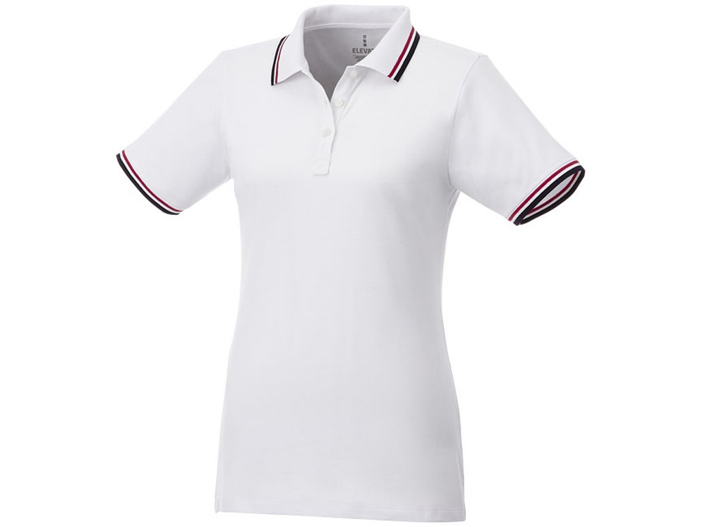 Женская футболка поло Fairfield с коротким рукавом с проклейкой, белый/темно-синий/красный - фото 1 - id-p225964432