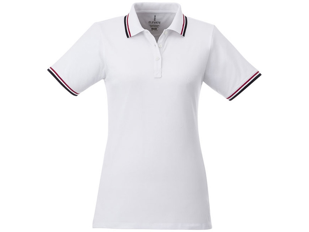 Женская футболка поло Fairfield с коротким рукавом с проклейкой, белый/темно-синий/красный - фото 2 - id-p225964432