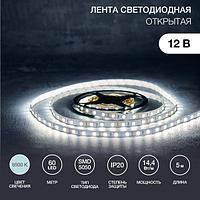 LED лента 5м открытая, 10 мм, IP23, SMD 5050, 60 LED/m, 12 V, цвет свечения белый LAMPER