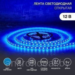 LED лента 5м открытая, 10 мм, IP23, SMD 5050, 60 LED/m, 12 V, цвет свечения синий LAMPER - фото 1 - id-p189671065