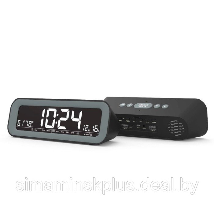 Часы электронные настольные, будильник, календарь, термометр, радио, колонка, от USB - фото 5 - id-p225969706