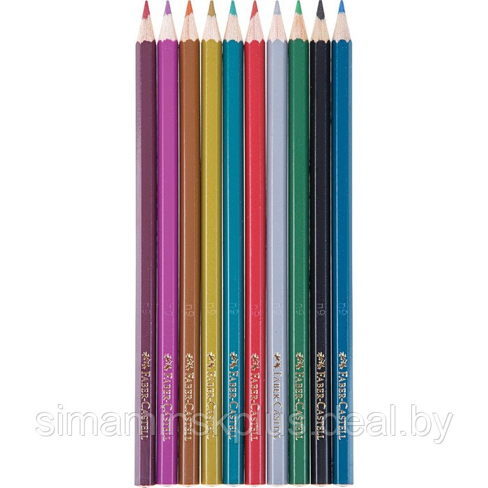 Карандаши цветные Faber-Castell, 10 цветов, металлик, заточенные, в картонной упаковке - фото 2 - id-p225969739