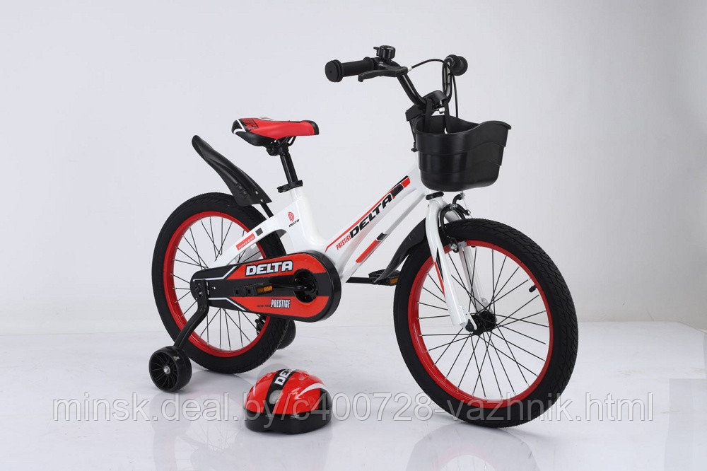 Велосипед детский Delta Prestige 18 2023 (белый, спицы, шлем) - фото 1 - id-p208695017