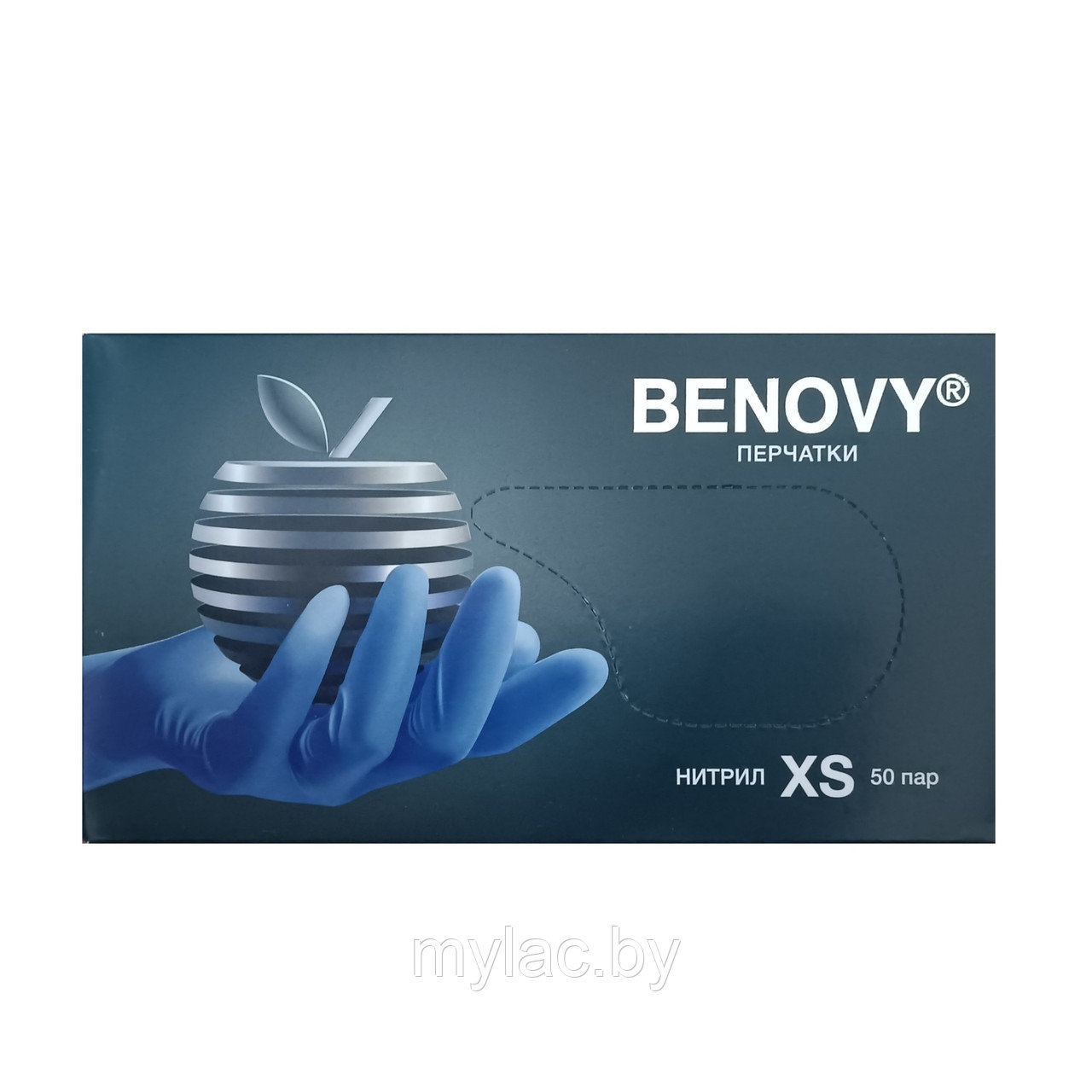 BENOVY Перчатки нитриловые сиренево-голубые текстурированные размер XS 50 пар (100 шт.) - фото 1 - id-p225973629