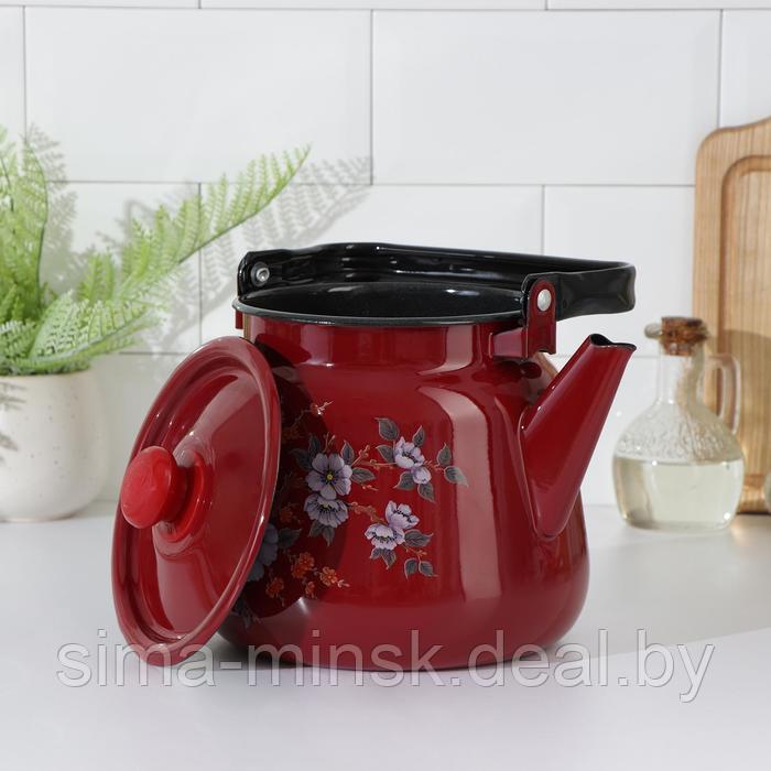 Чайник с кнопкой, 3,5 л, цвет вишнёвый - фото 2 - id-p225977115