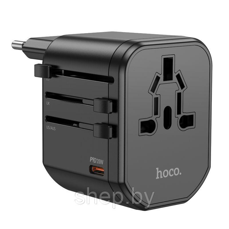 Сетевой адаптер-переходник Hoco AC15 (3 порта,универсальный) цвет:черный