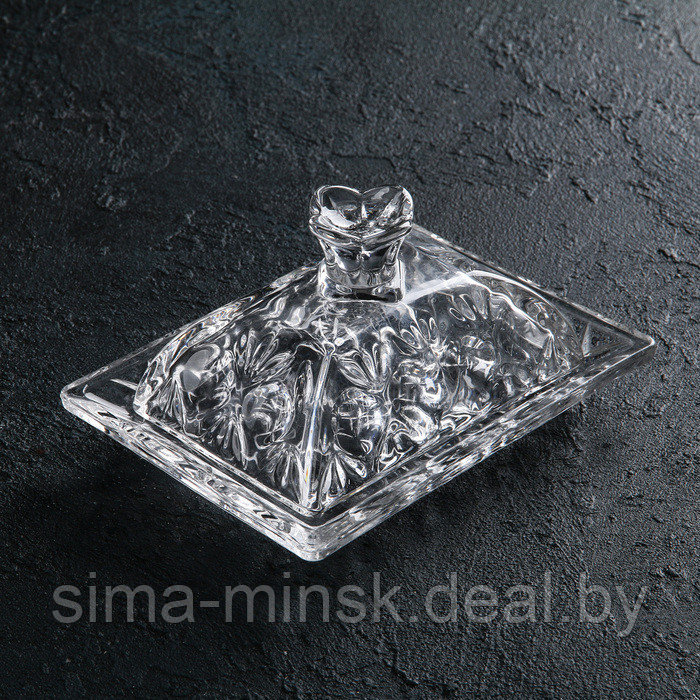 Маслёнка стеклянная Доляна «Семицвет», 15,5×11,5×8 см - фото 1 - id-p225977434