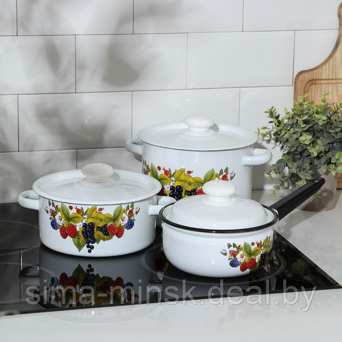 Набор посуды «Ягодный чай», 3 предмета: кастрюли 2 л, 3,5 л; ковш 1,5 л - фото 4 - id-p225977477