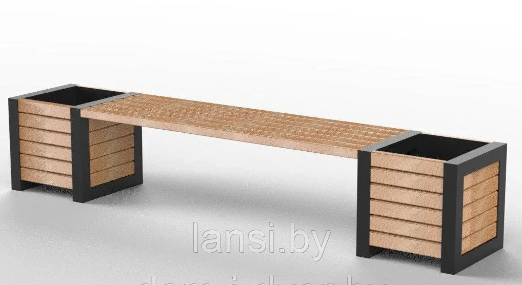 Скамейка металлическая с брусом "Комби" 2400х400х450мм