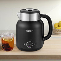 Чайник электрический Kitfort КТ-6196-1 1.5л. 2200Вт черный/серебристый (корпус: нержавеющая сталь)