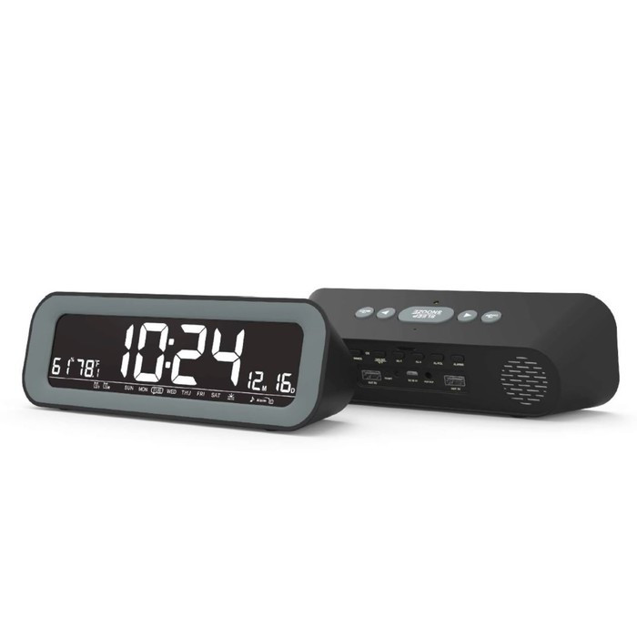 Часы электронные настольные, будильник, календарь, термометр, радио, колонка, от USB - фото 5 - id-p225978954