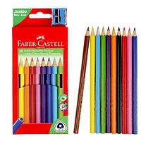 Карандаши Jumbo 10 цветов, Faber-Castell, трёхгранные, с точилкой, картонная коробка