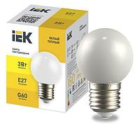 LIGHTING Лампа светодиодная декоративная G60 шар 3Вт 230В теплый белый E27 IEK