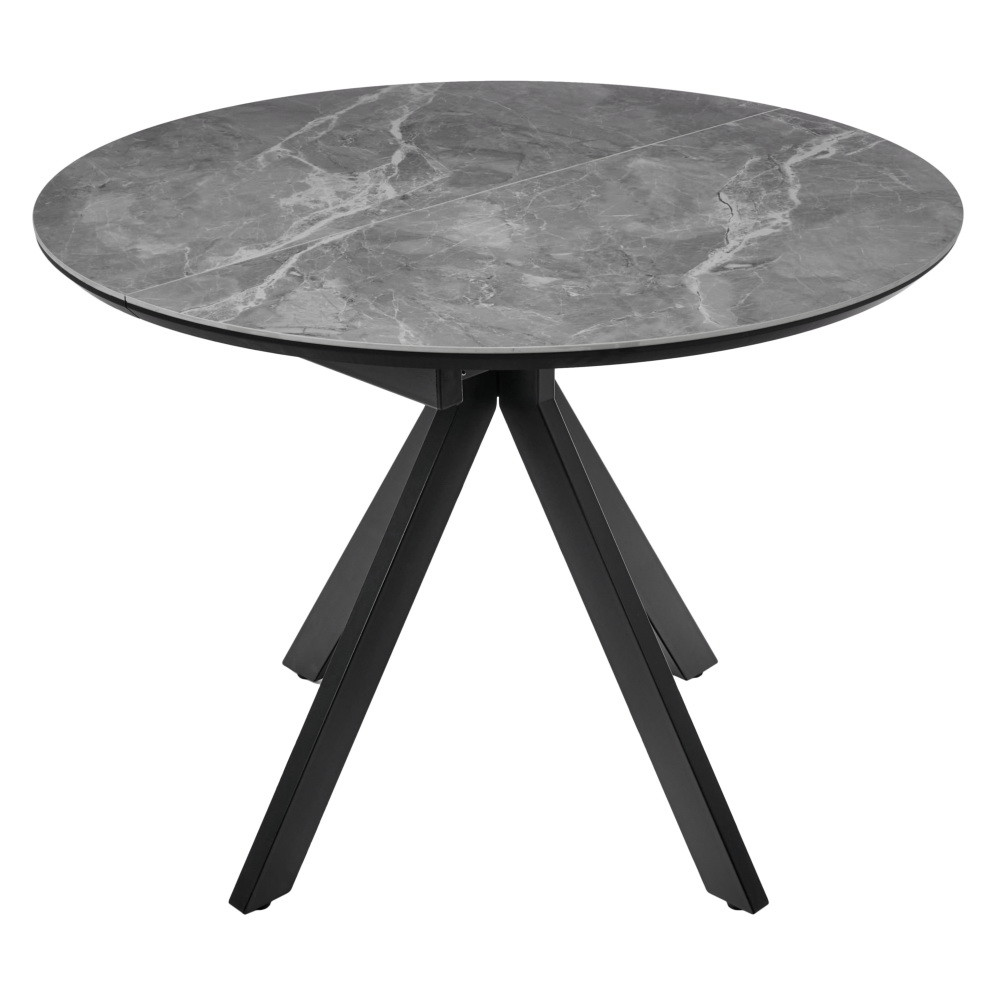 Стол Rudolf круглый раскладной 100-130x100x75см, серый керамогранит, черный - фото 1 - id-p225979708