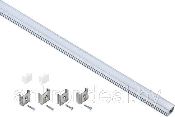 Профиль алюминиевый для светодиодной ленты 1712 накладной прямоугольный 2м с комплектом аксессуаров