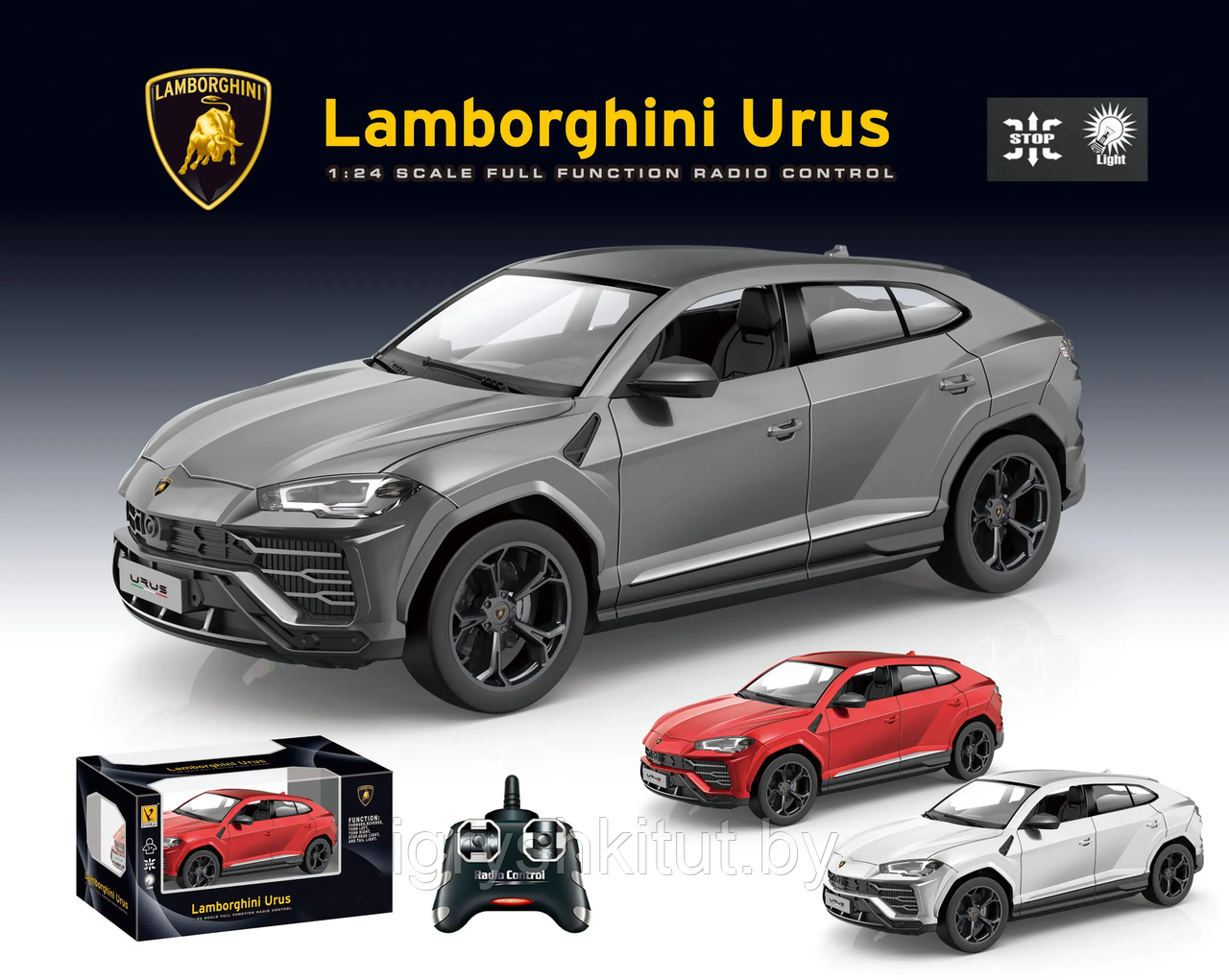 Модель машины Lamborghini Urus на радиоуправлении со световыми эффектами (светятся фары) - фото 1 - id-p225984538