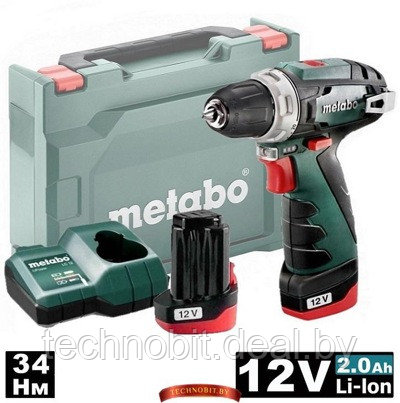 Аккумуляторная дрель-шуруповерт Metabo PowerMaxx BS (600984500) 2 акк. 12 В, 2Ah, кейс mini - фото 1 - id-p225409056