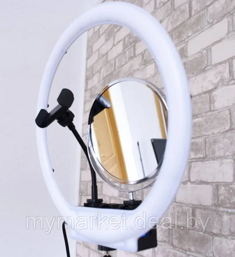 Кольцевая лампа светодиодная 36 см с зеркалом MM-988 пульт ДУ - фото 2 - id-p225989153