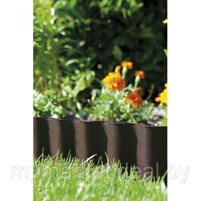 Бордюрная лента садовая газонная волнистая коричневая Bradas 9 м х 20 см - фото 3 - id-p225989195
