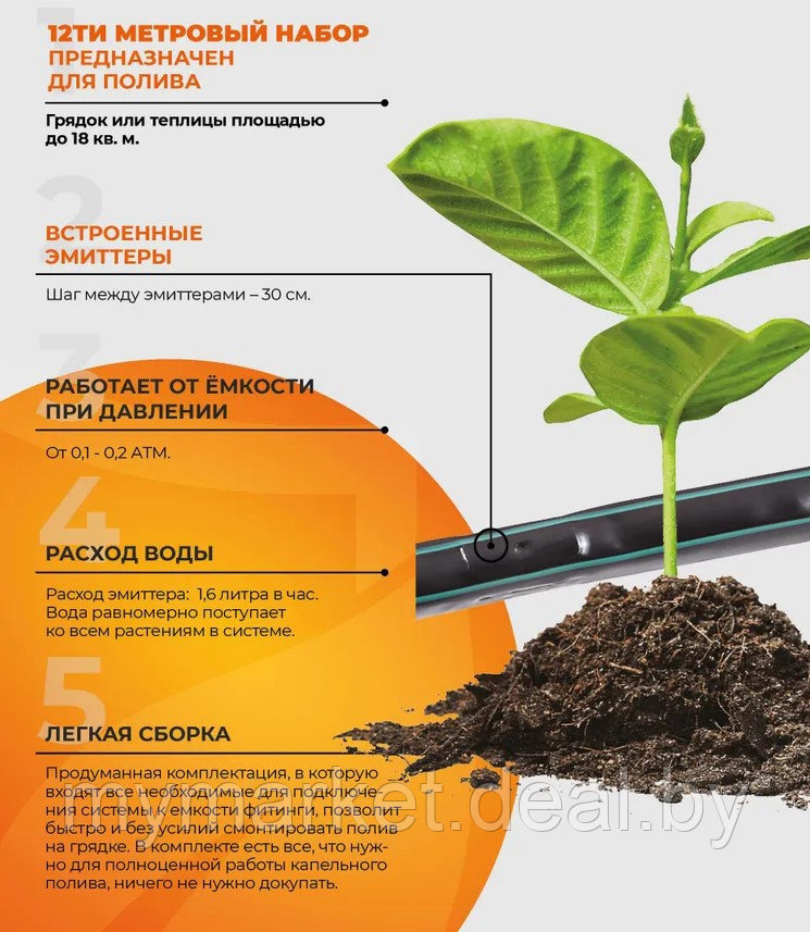 Капельный полив Жук от емкости с эмиттерной лентой 12 м - фото 2 - id-p225989222