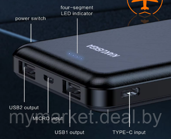 Повербанк Power Bank 10000 mah KAKUSIGA KSC-660 - фото 3 - id-p225989337