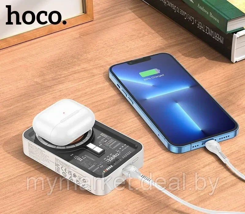 Повербанк Power Bank 5000 mah MagSafe HOCO Q10 с подставкой - фото 4 - id-p225989500