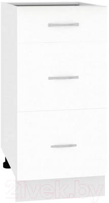 Шкаф-стол кухонный Кортекс-мебель Корнелия Лира НШ40р3ш без столешницы (белый) - фото 1 - id-p225921561