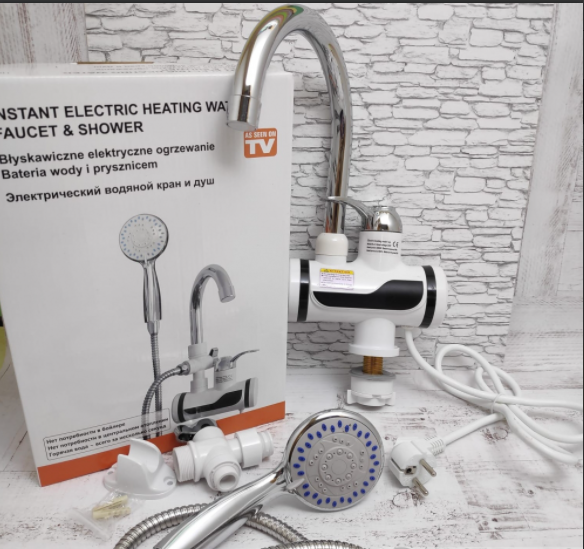 Электрический водяной душ с краном, Проточный водонагреватель-душ Instant Electric Heating Water Faucet & Show - фото 1 - id-p226008843
