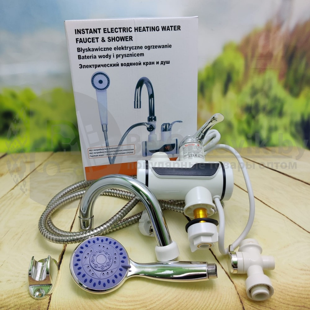 Электрический водяной душ с краном, Проточный водонагреватель-душ Instant Electric Heating Water Faucet & Show - фото 10 - id-p226008843